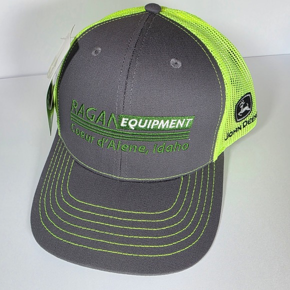 John Deere Other - John Deere Ragan Equipment Coeur d'Alene Idaho Trucker Hat Snapback Grey Neon